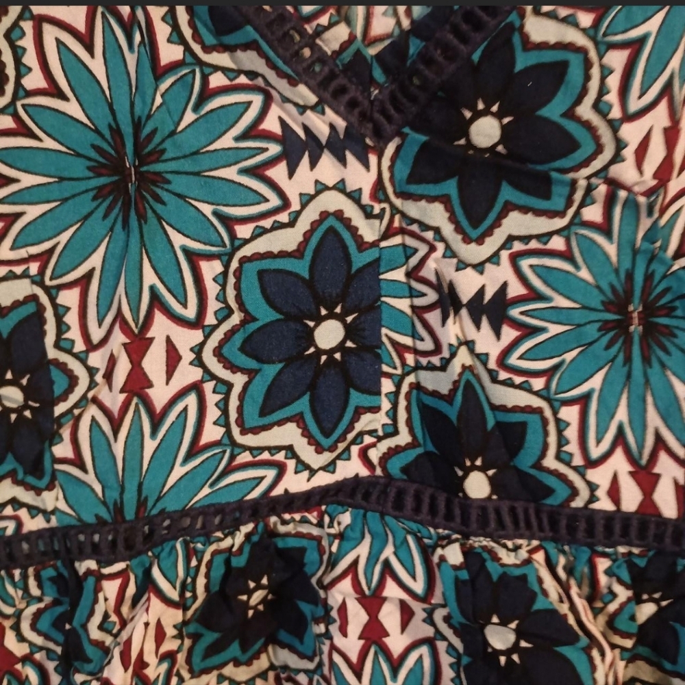 1.STATE Teal Floral High-Low Peplum Tank Top - Size Medium - Picture 4 of 6